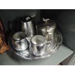 A vintage metal tea set by Swan Brand willo ware etc