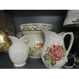 A selection of vintage ceramics including planter and jugs