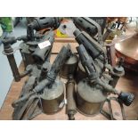A selection of vintage brass bodied gas burners