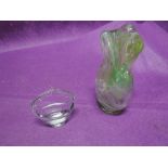 An early Victorian style abstract glass dump with vaseline and green marble effect etc