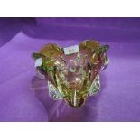 A vintage Murano trinket dish with green and pink glass