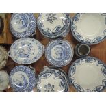 A selection of vintage blue and white printed ceramics, plates tureens etc