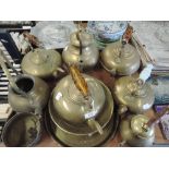 A selection of vintage brass indian style kettles etc