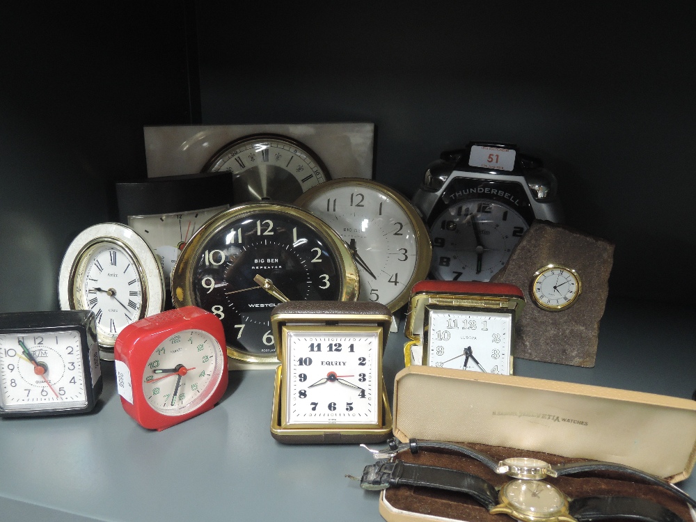 A selection of vintage clock watches and alarm clocks Westclox etc