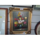 Two vintage oil on canvas paintings with ornate gilt and plaster frames