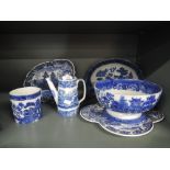 A selection of vintage early blue and white wares Watkins Willow and Chinese by Wedgewood