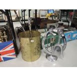 A selection of vintage fire side items including companion set