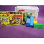 A selection of vintage cild toy train parts and track etc by BRIO