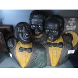 A vintage ceramic figure bust of three American jazz or blues singers 1930's style