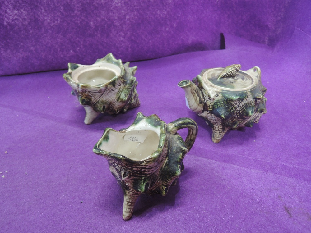 A vintage tea set in a Victorian Grotto sea shell design