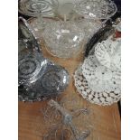 A selection of vintage cake display stands and glass tazzas