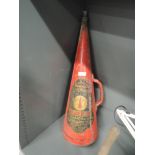 An early fire extinguisher in a conical design with transfer print