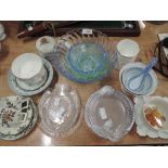 A selection of vintage ceramics and glass wares including Royal doulton tea cups