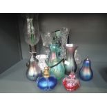 A selection of vintage art house and colour glass wares