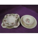 A selection of vintage plates and bowls by Crown Clarence and Soho