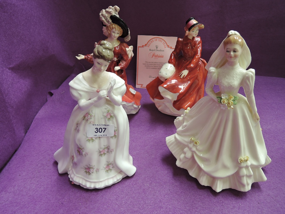 Four Royal Doulton figurines, Patricia, special edition 1993 HN 3365, Louise HN3207, Summer Rose