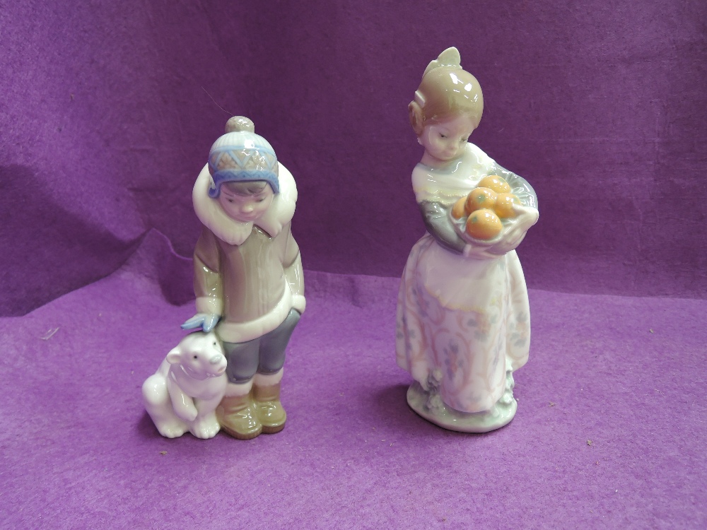 Two Lladro figure groups, Girl with Oranges & Eskimo Child with Polar Bear