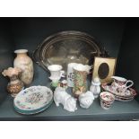 A selection of vintage ceramics including Crown Ducal Ware vase