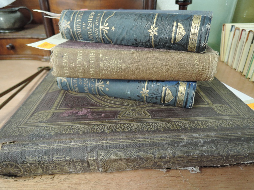 A selection of vintage volumes including Traditions of Lancashire