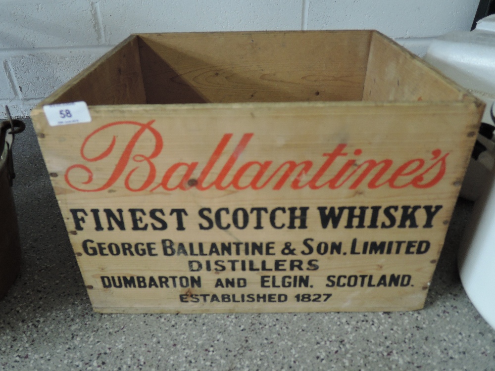 A Ballantines Finest Scotch Whisky crate