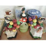 A selection of ceramics including Ringtons lidded jar, figurines and vases