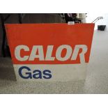 A vintage double sided shop display advert for calor gas