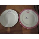 Two china plates stamped with Elm Street Methodist Church, Fleetwood