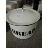 An enamel bread bin