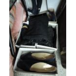 Six pairs of black and navy ladies heeled shoes including Roland Cartier mainly size 9