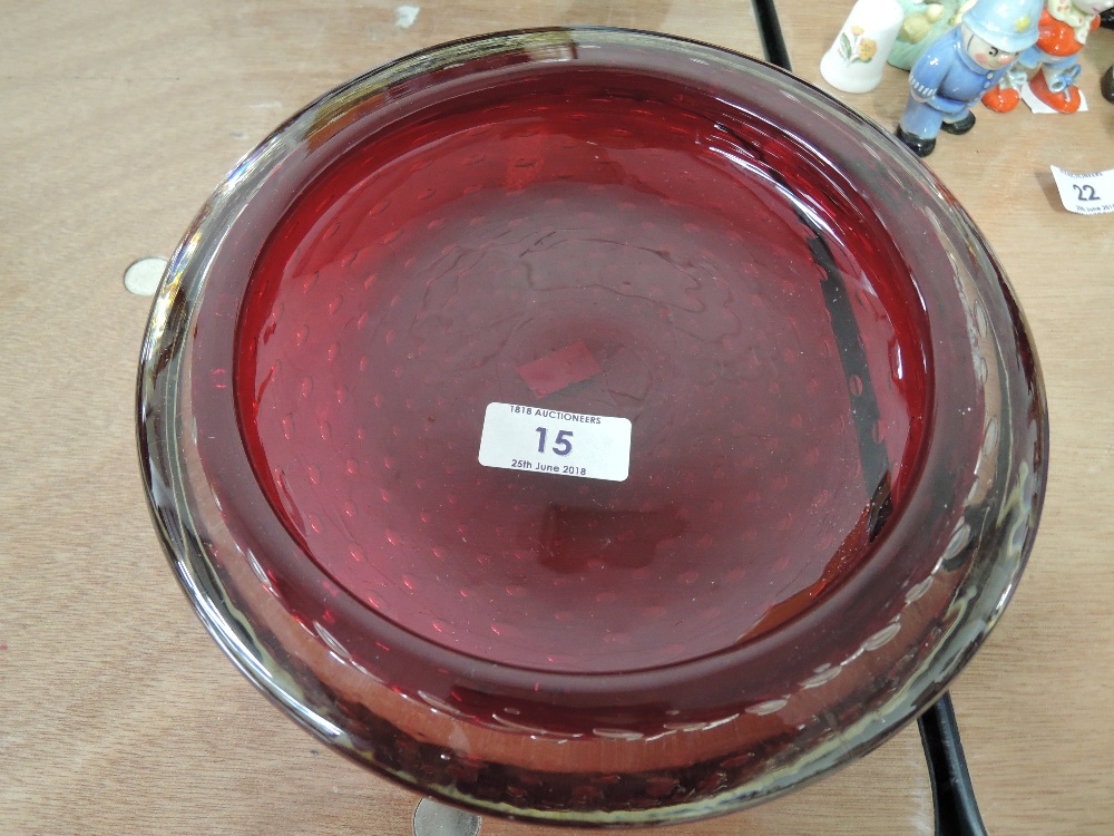 A Whitefriars art glass ruby dish