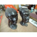 Two African carved heads