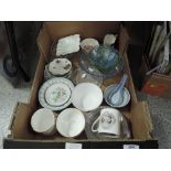 A selection of vintage ceramics and glass wares including Royal doulton tea cups