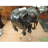 A carved treen elephant