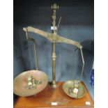 A vintage set of pharmacist or dispensary balance scales with weights marked Class B to weigh 2lb