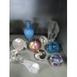 A selection of vintage art glass and paper weights