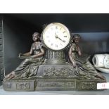 A vintage mantle clock in an Art Nouveau design