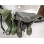 Two pairs of fishermans waders by Barbour and Edmar