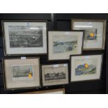 A selection of vintage etched and aquatinted prints some of local interest
