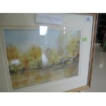 A vintage mixed medium water colour of Lune Valley in Autumn signed Kudsia