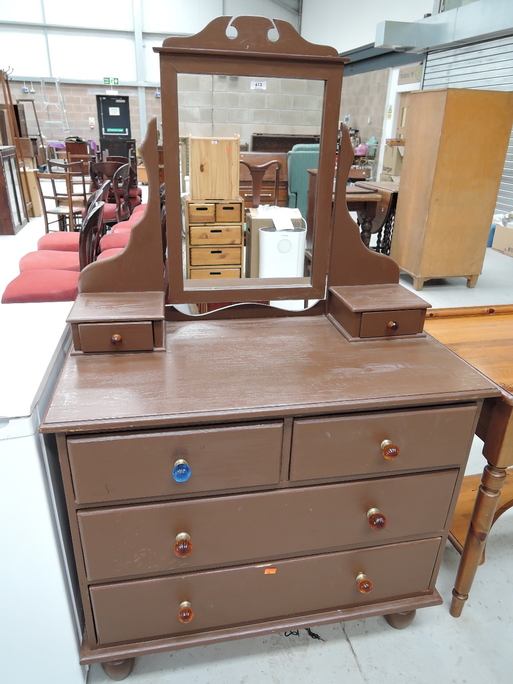 A vintage pine dresser with 2 over two drawers