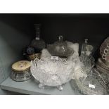 A selection of vintage clear cut and crystal glass wares