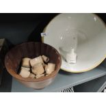 A selection of vintage kitchen items including stoneware bowl