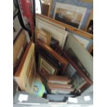 A selection of vintage prints and photo frames