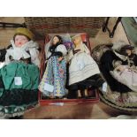 A selection of vintage tourist and world theme dolls