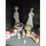 A selection of vintage ceramics including Spode figures