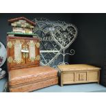 A selection of vintage household decorations including music and jewellery box