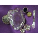 A small selection of plated ware including cruet set etc