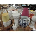 A selection of vintage ceramics including blue and white jug