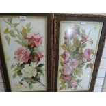 Two vintage hand painted glass panels