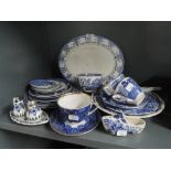 A selection of vintage blue and white ware ceramics